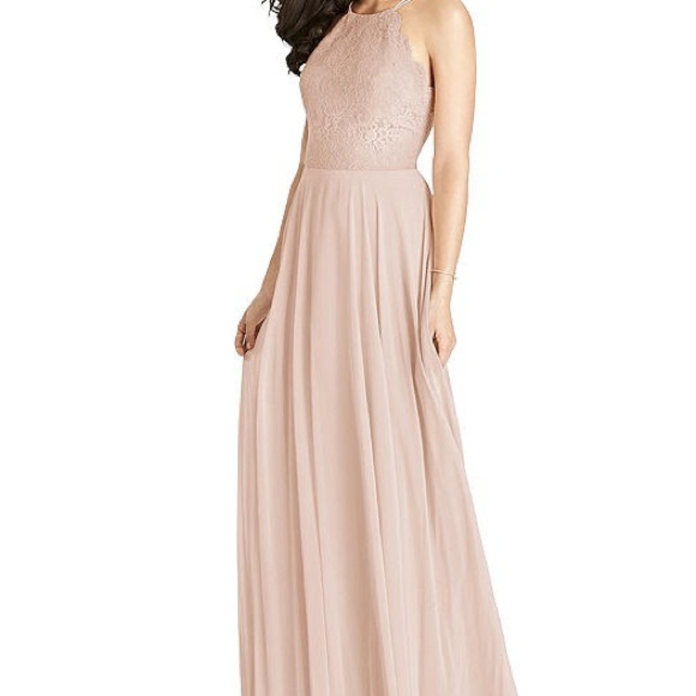 NWT Vivian Diamond Gown Dessy Brand dress formal prom lace Vintage blush‎ 8 10